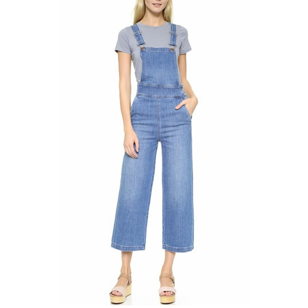 Madewell Summit Culotte Denim Overalls Size Medium Blue Coastal Western F2820